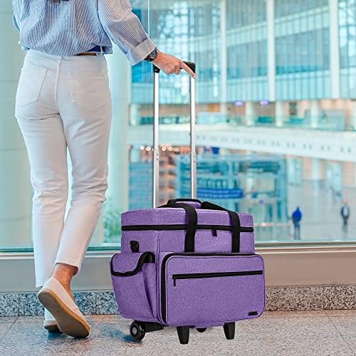 Sewing Machine Trolley Bag | Rolling Case with Wood Pad