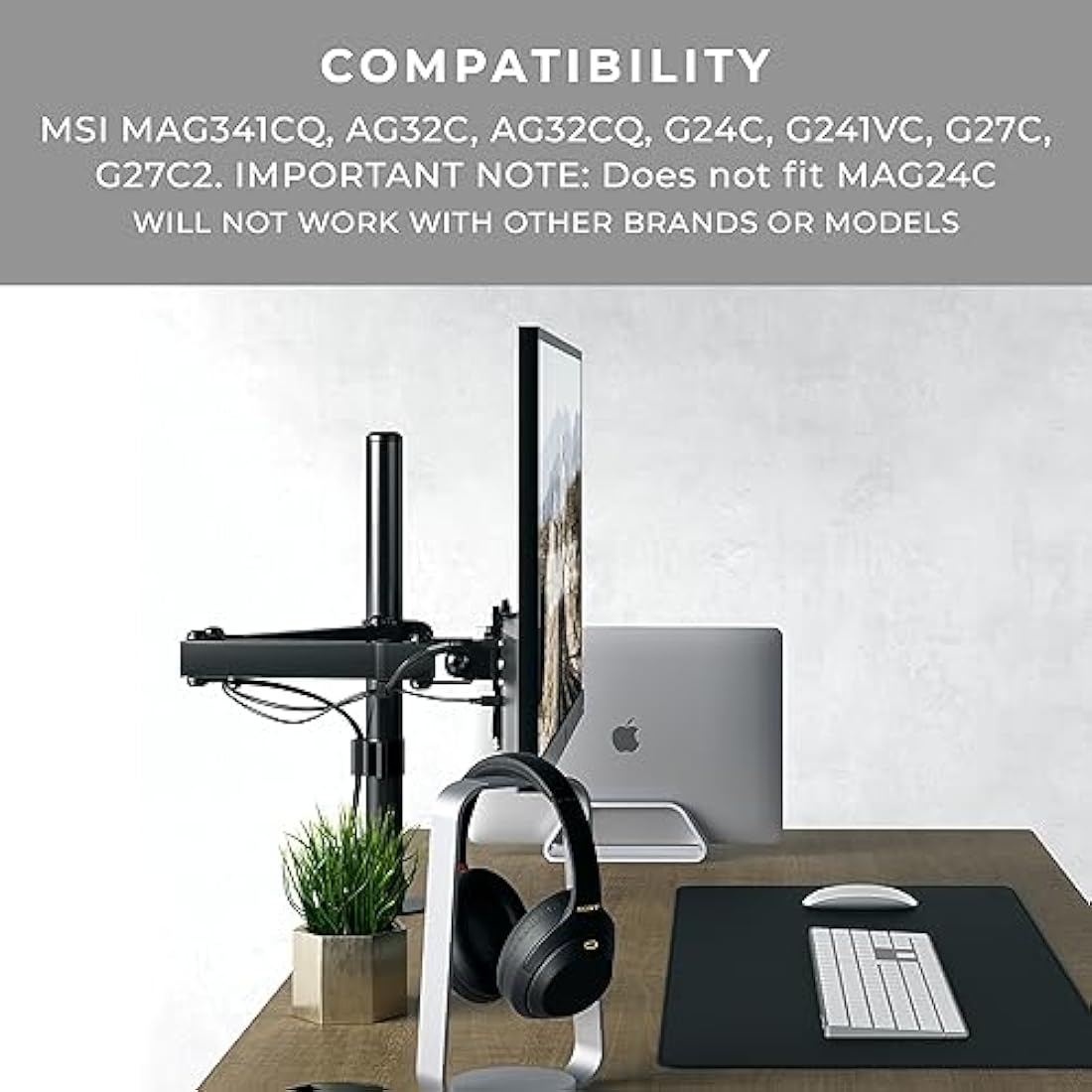 HumanCentric VESA Mount Adapter for MSI Optix AG32C G27C G24C Monitors