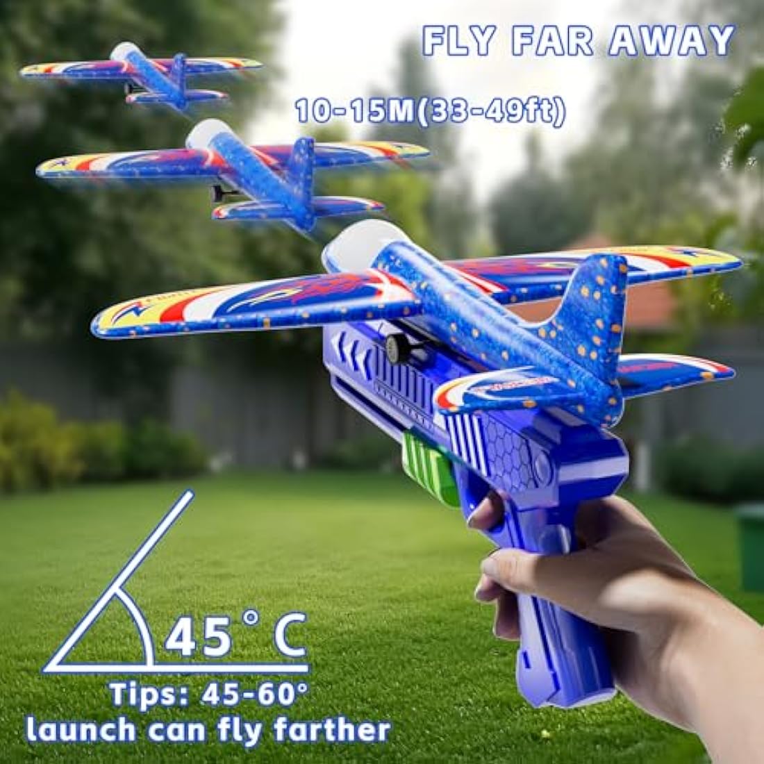 Doloowee 3-Pack LED Foam Glider Airplane Launcher Toys for Boys & Girls