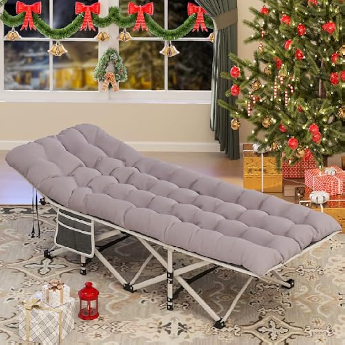 YITAHOME Folding Camping Cot – Heavy Duty 280kg Portable Bed, Grey