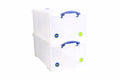 Really Useful Box 64 Litre Clear Plastic Storage Bins | Pack of 2