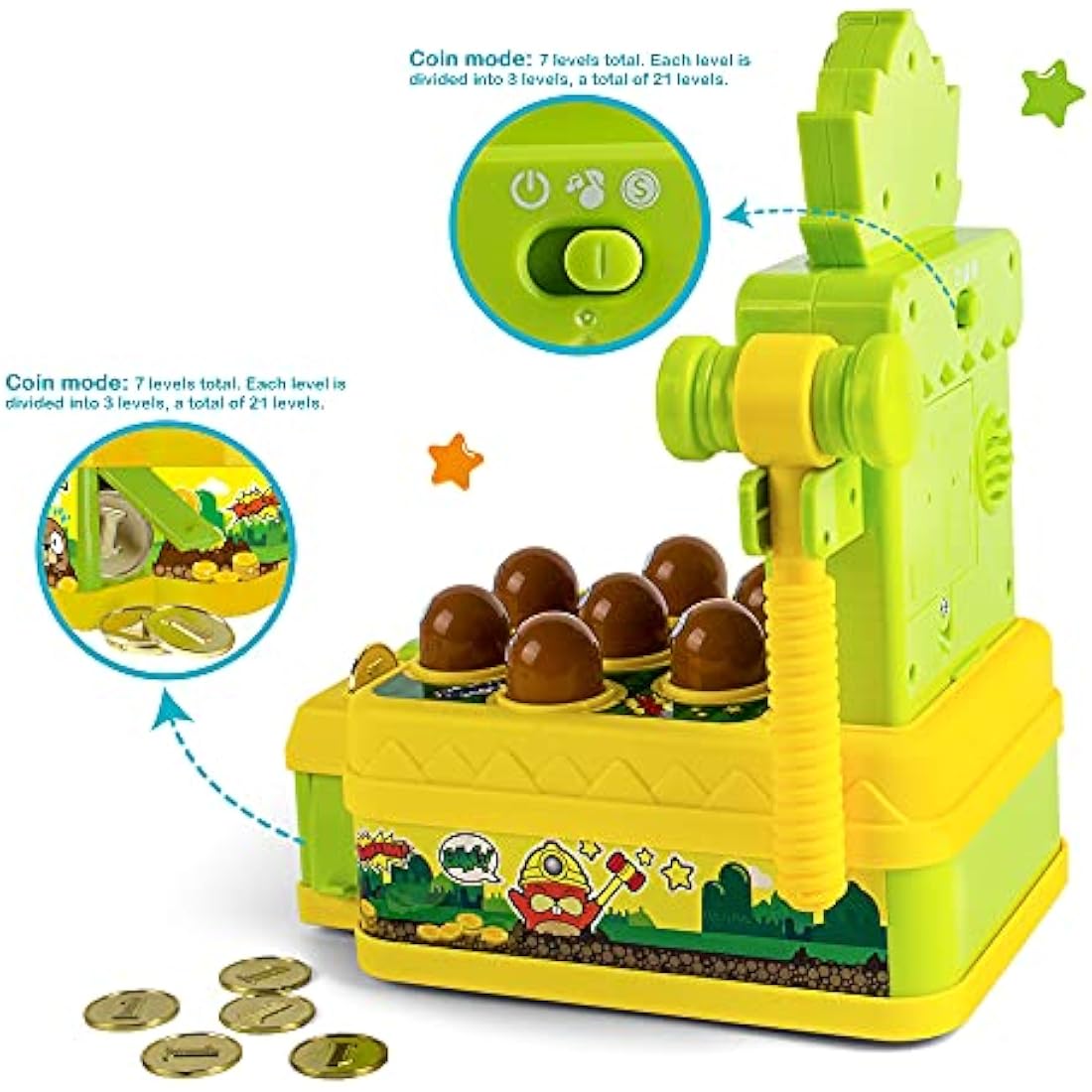 VATOS Whack Game Toy – Mini Electronic Arcade Game with 2 Hammers