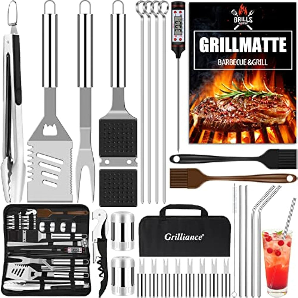 Grilliance 30-Piece Stainless Steel BBQ Grill Tools Set with Carrying Case