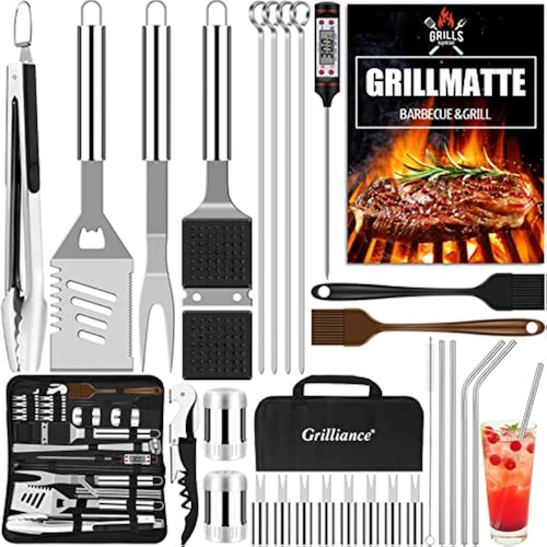 Grilliance 30-Piece Stainless Steel BBQ Grill Tools Set with Carrying Case