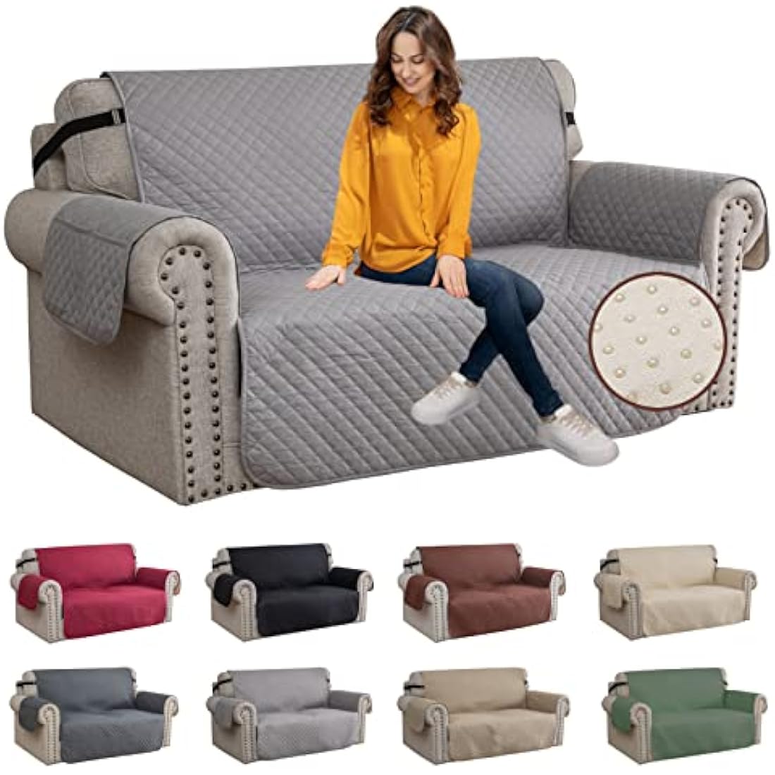 XINEAG Quilted Loveseat Cover | Water Resistant Non-Slip Sofa Protector