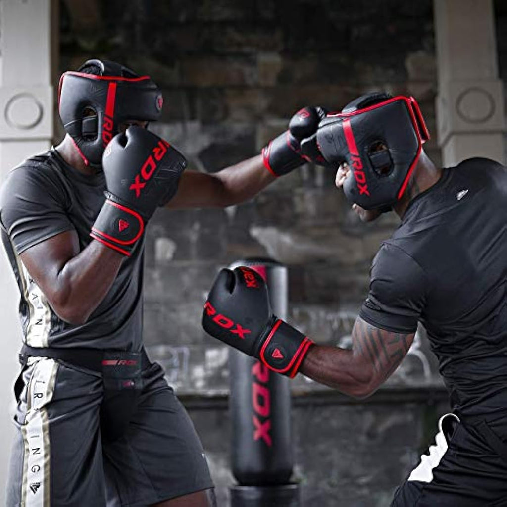 RDX KARA Boxing Headgear – ConvEX Leather Padded MMA Sparring Head Guard