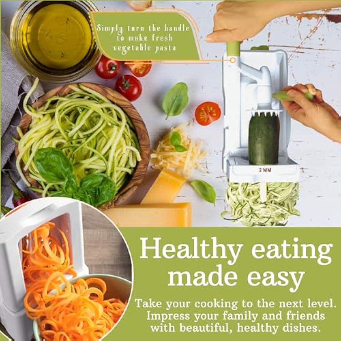 Brieftons 5-Blade Vegetable Spiralizer – Stainless Steel Zoodle Maker