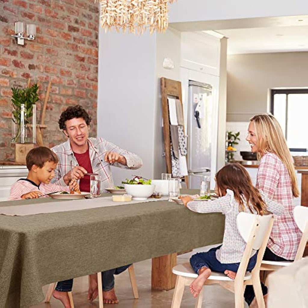 Deconovo Faux Linen Tablecloth | Waterproof Square Table Cover, Taupe
