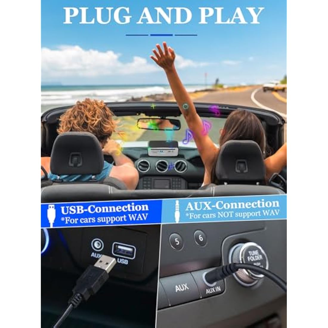 Lehwey External Car CD Player – Portable USB & AUX Audio with Anti-Skip