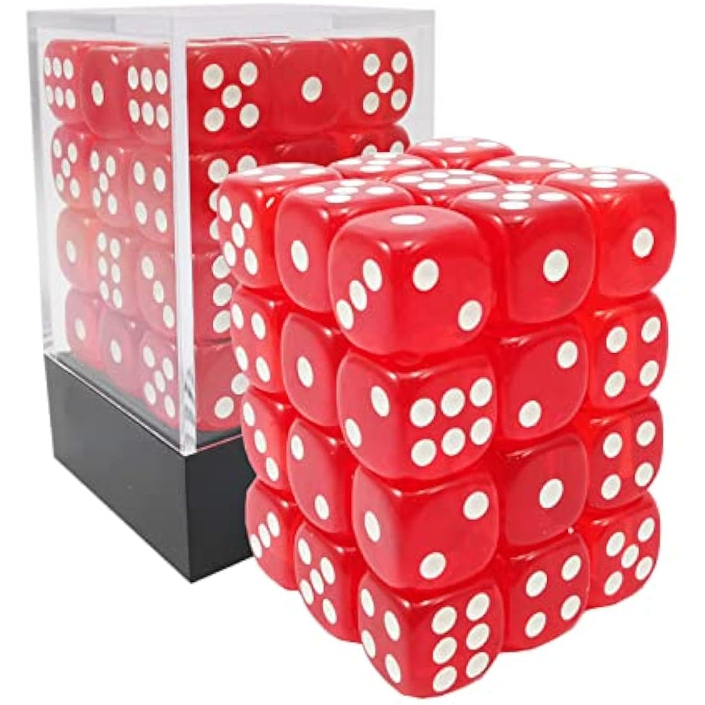 Bescon 12mm 6-Sided Dice Set | 36 Translucent Red D6 with Brick Box