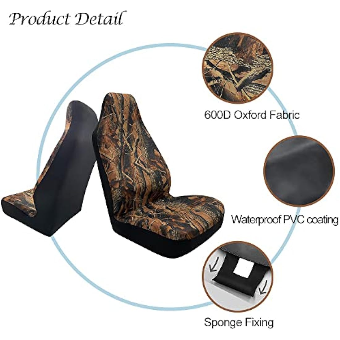 Jolof Store Camo Universal Front Car Seat Covers | Waterproof 600D Oxford