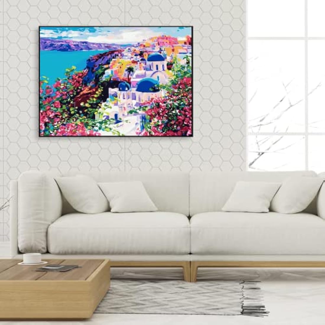 Sukoly Paint by Numbers for Adults – Santorini Landscape DIY Art Kit, 16x20