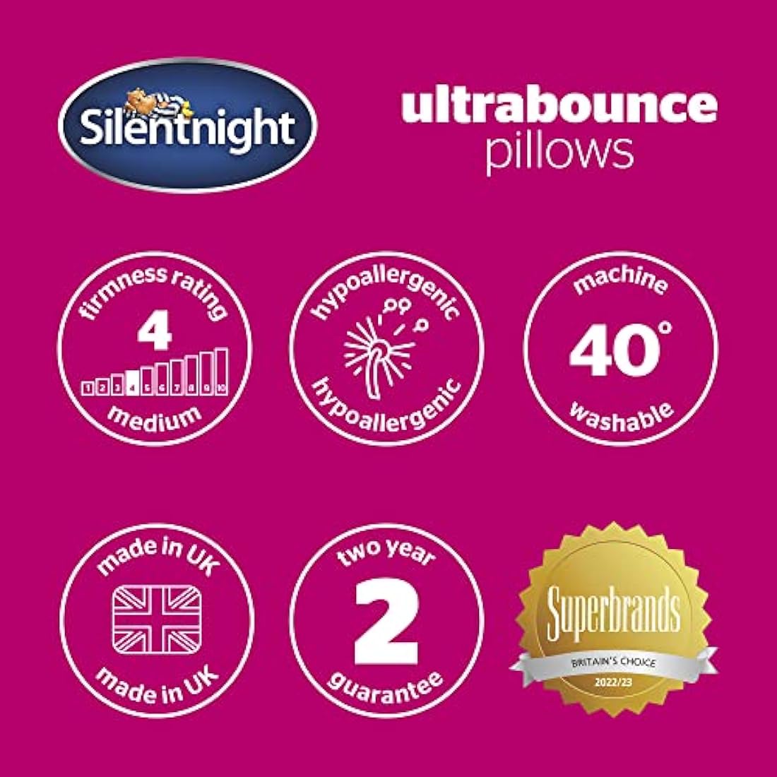 Silentnight Ultrabounce Pillows | Soft Medium Support | 4 Pack