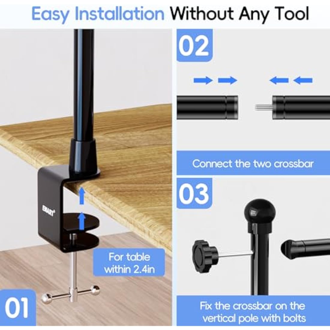 EMART Adjustable Over The Table Rod Stand | 50-94" Aluminum Arch Frame