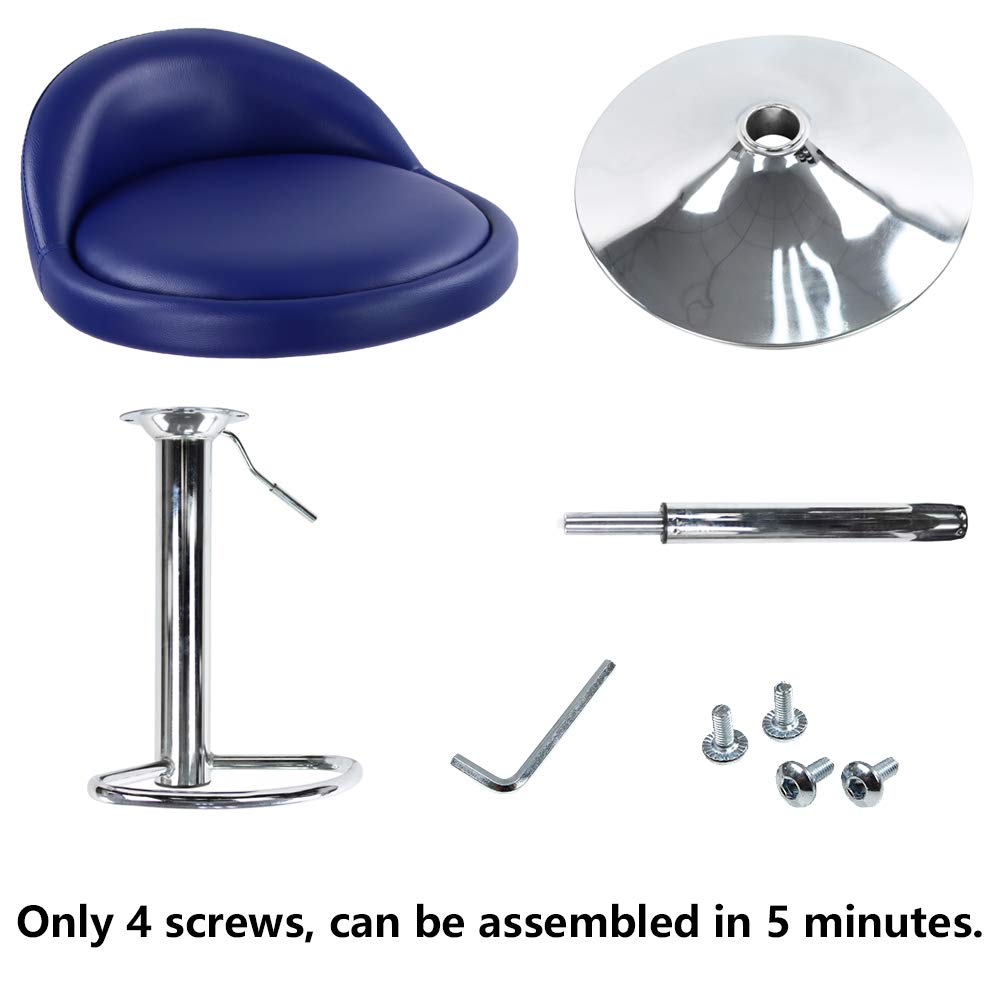 KKTONER PU Leather Swivel Bar Stool – Adjustable Height & Backrest, Blue