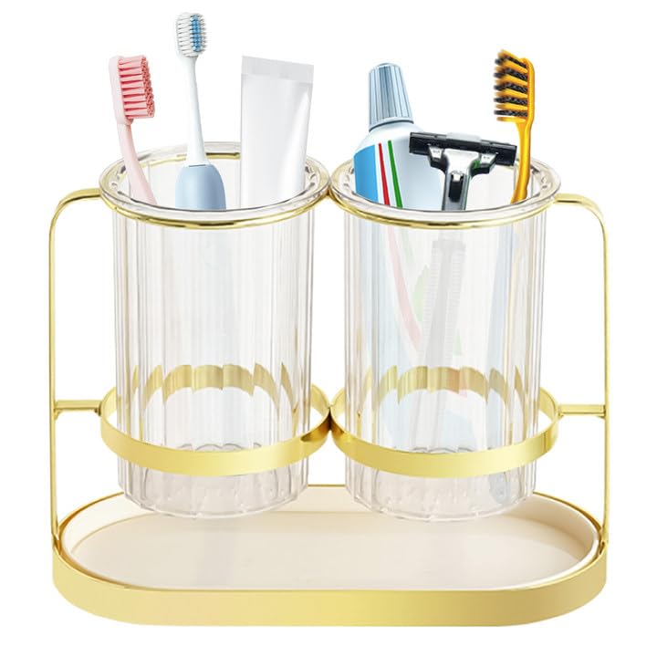 Wall Mounted Toothbrush Holder | Gold Stainless Steel Organizer