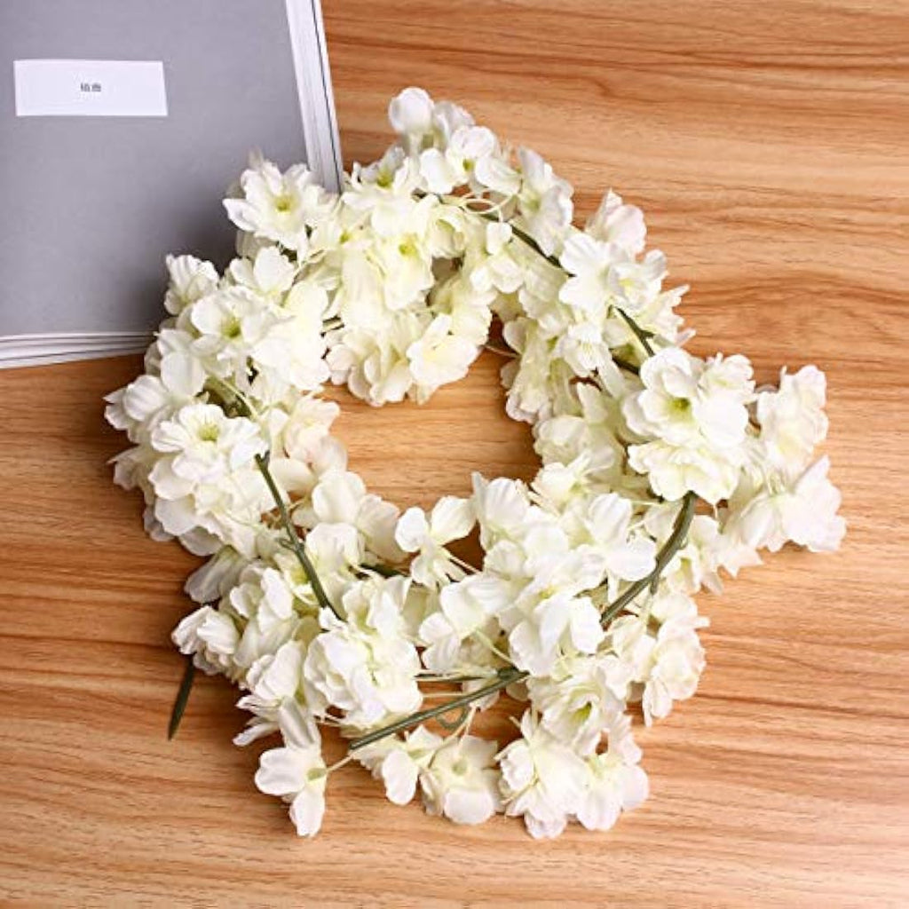 Honfitat White Silk Cherry Blossom Hanging Vine Garland - 1 Pack