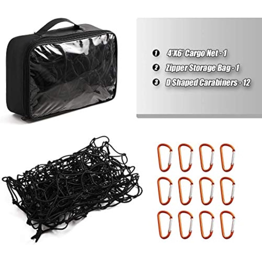 CZC AUTO Heavy Duty Bungee Cargo Net for Truck Bed - 122x183cm with 12 Clips
