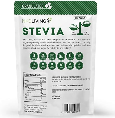 NKD Living Stevia Sweetener Granules | 1kg Natural Sugar Substitute