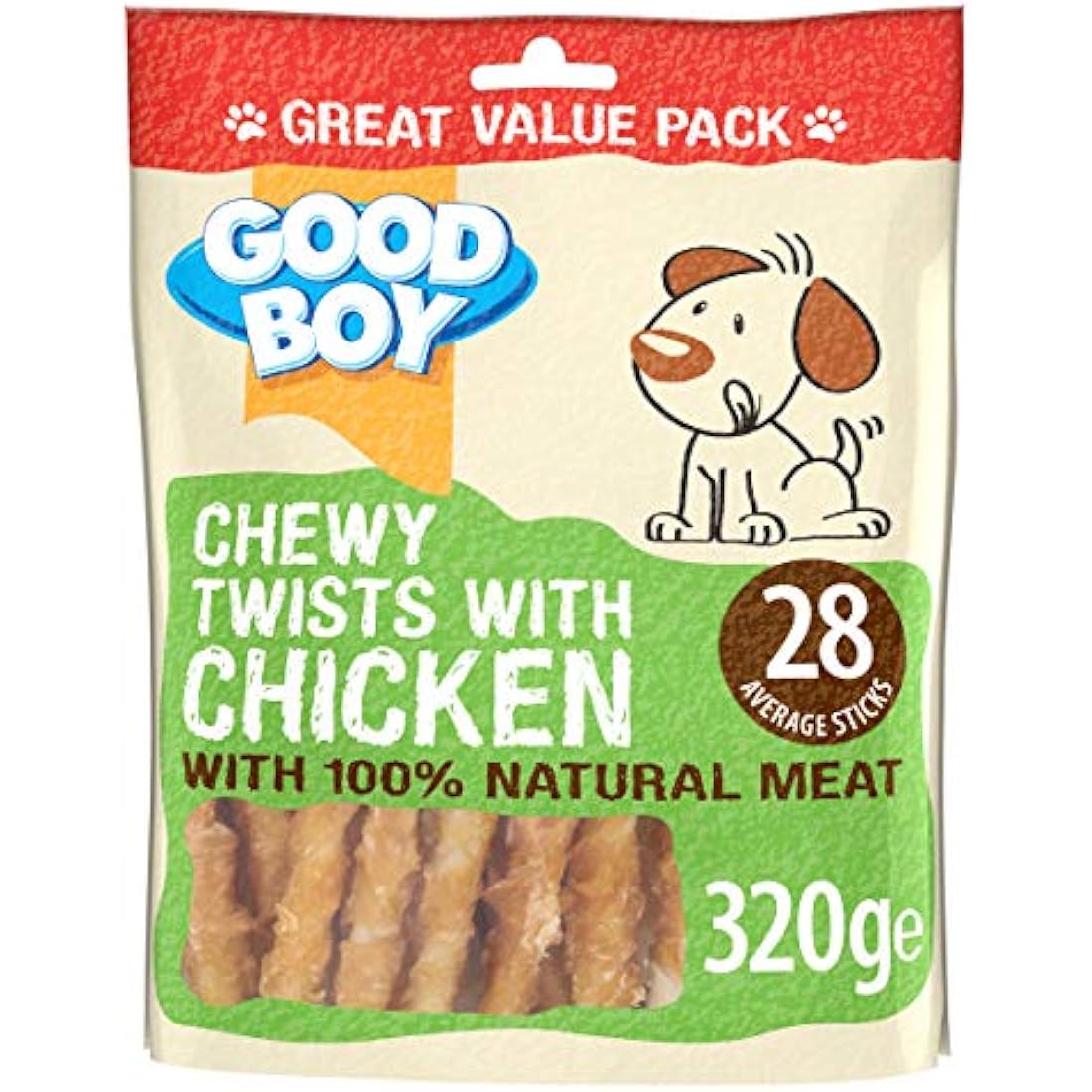 Good Boy Chewy Twists with Chicken – Grain Free Dog Treats (320g, 3 Pack)