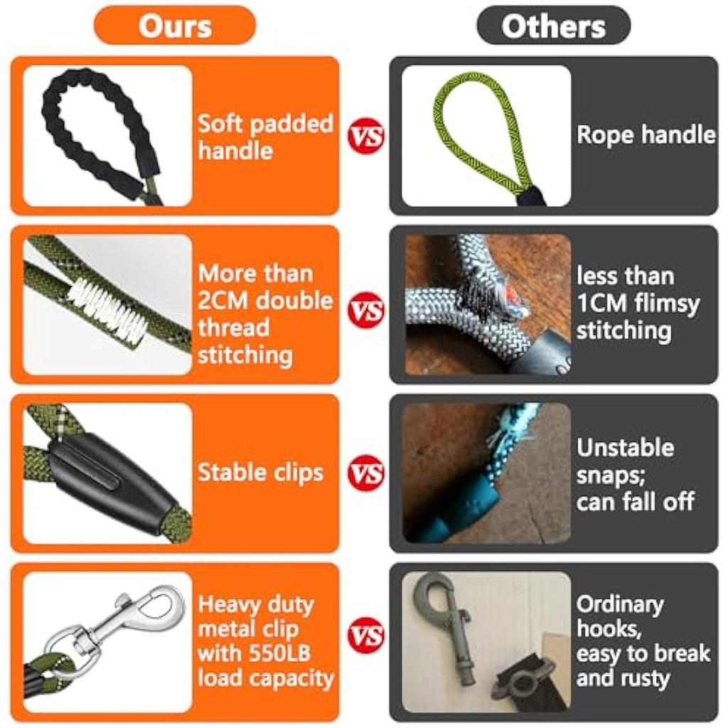 Reflective Dog Training Lead | Long Rope Leash with Padded Handle