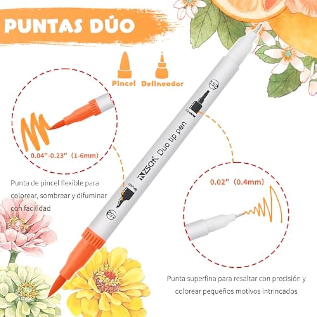 ZSCM 160 Colors Dual Tip Brush Pens for Adult Coloring and Calligraphy