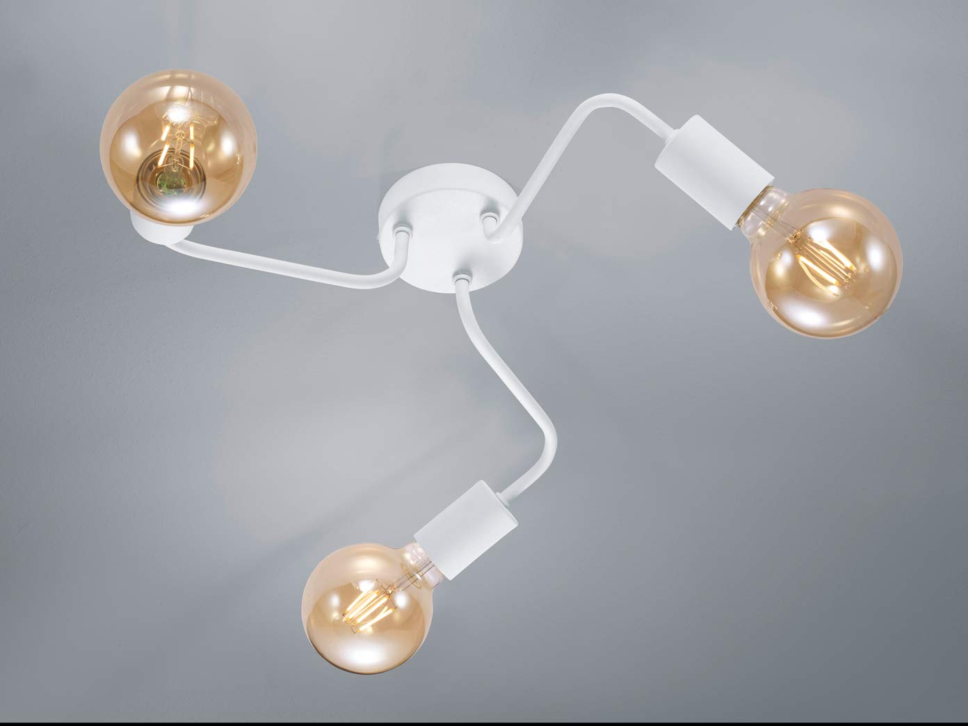 Trio Leuchten Diallo 3-Bulb Ceiling Light | Matt White Metal | 3x E27