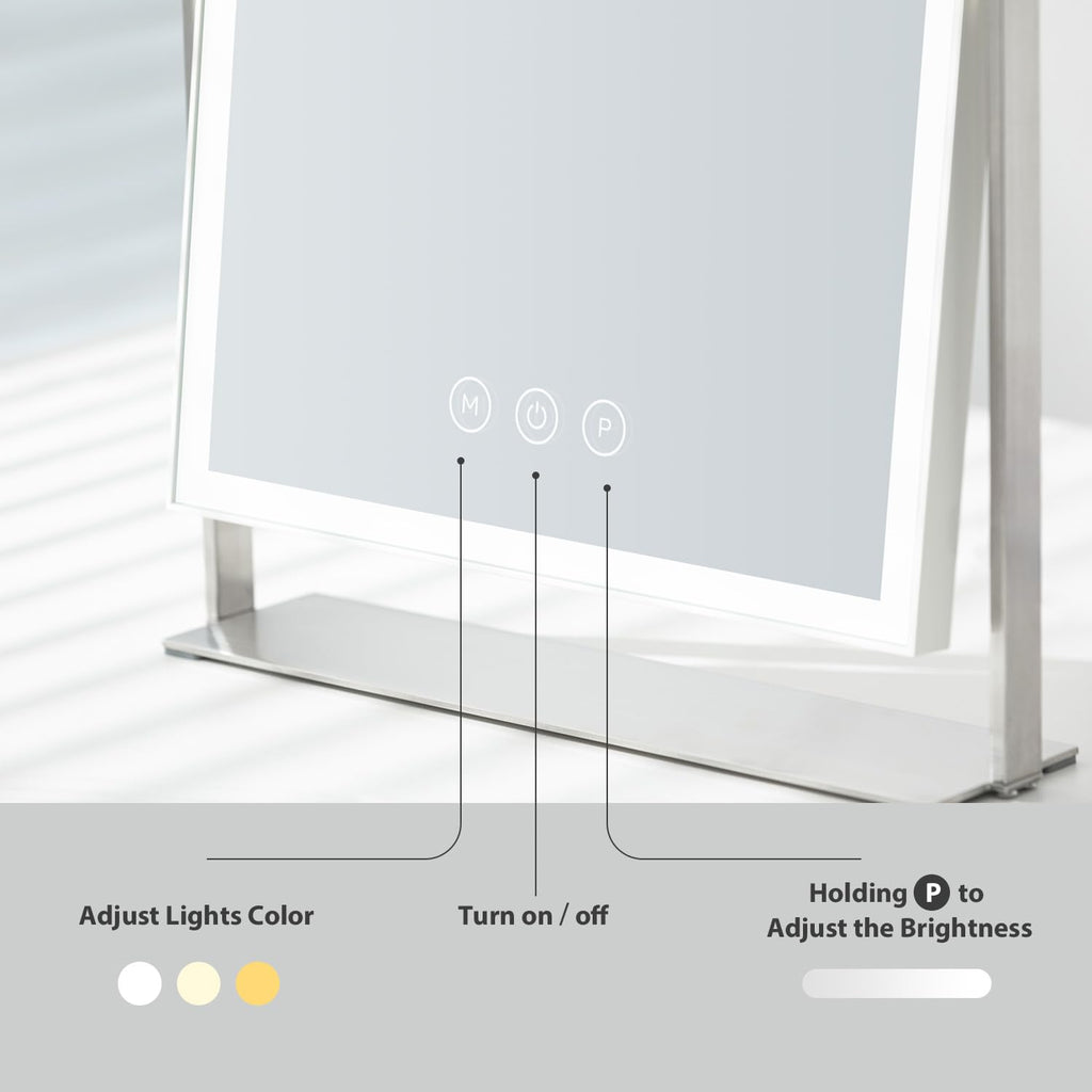 NEZZOE Rechargeable LED Makeup Mirror | 35cm Rectangular Vanity Mirror