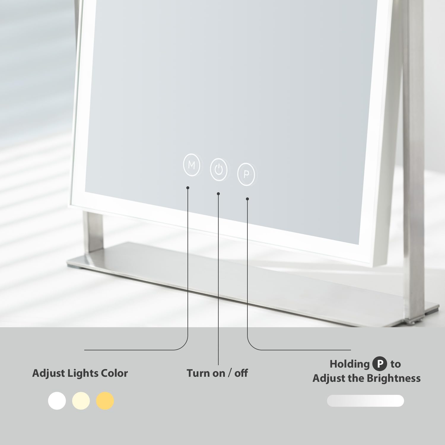NEZZOE Rechargeable LED Makeup Mirror | 35cm Rectangular Vanity Mirror