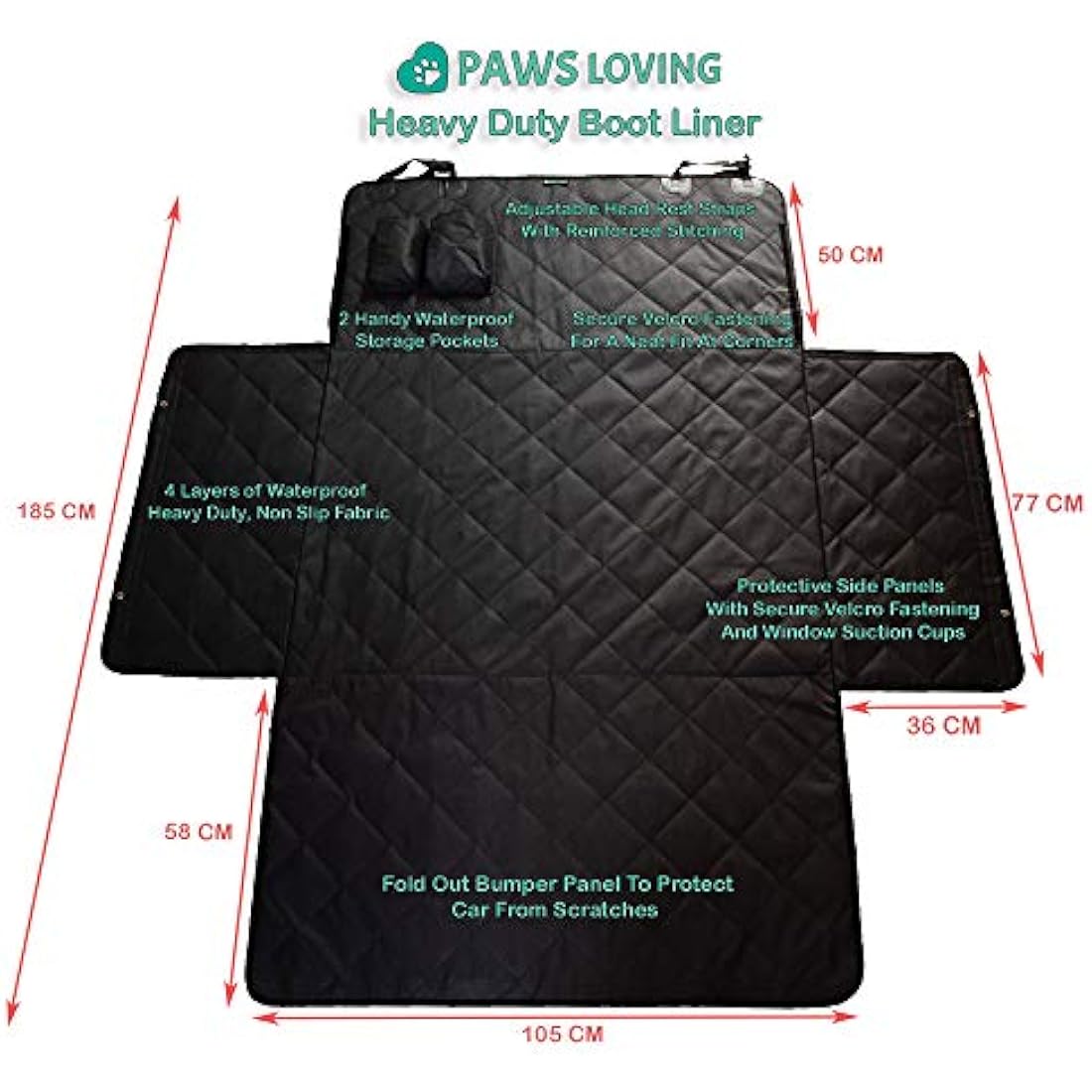 Paws Loving Dog Car Boot Protector | Heavy Duty Waterproof SUV Liner