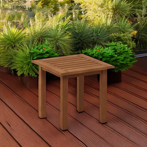 Furinno Outdoor Patio Side Table - Meranti Wood Weather Resistant - Natural
