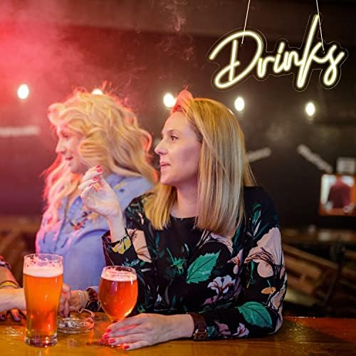 Looklight Drinks Neon Sign – Warm White LED Wall Decor for Bar & Home