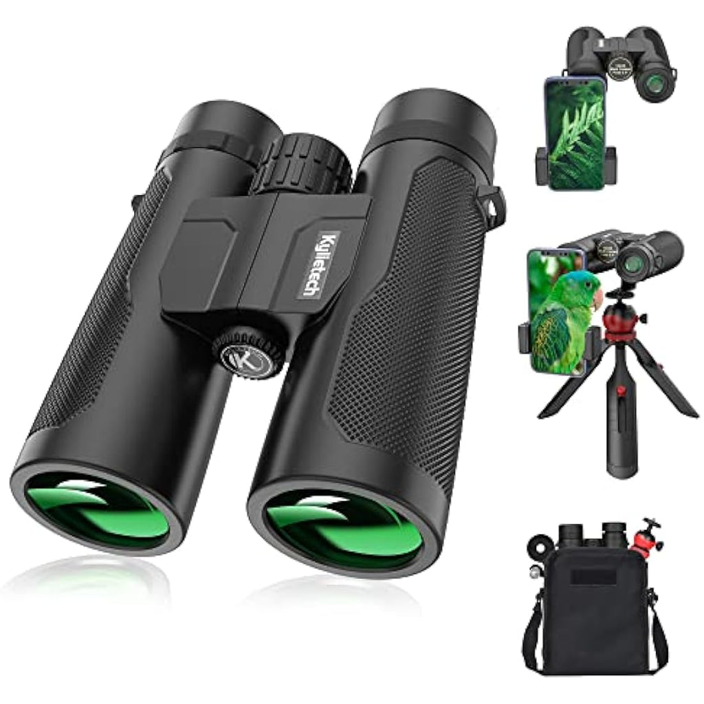 Kylietech 12x42 Waterproof Binoculars with Tripod & Phone Adapter