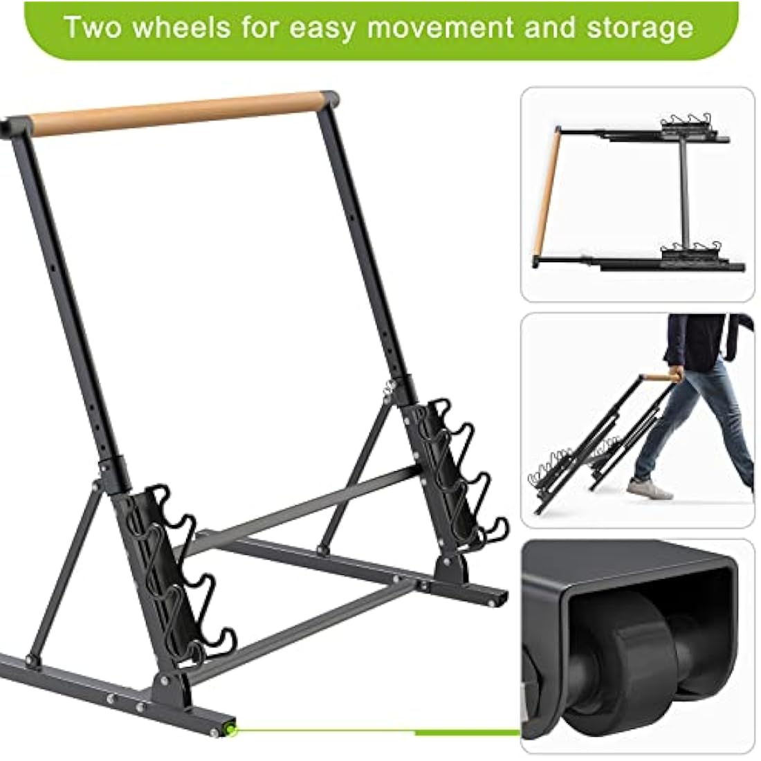 Kipika Portable Wood Ballet Barre - Adjustable Dance Bar with Wheels