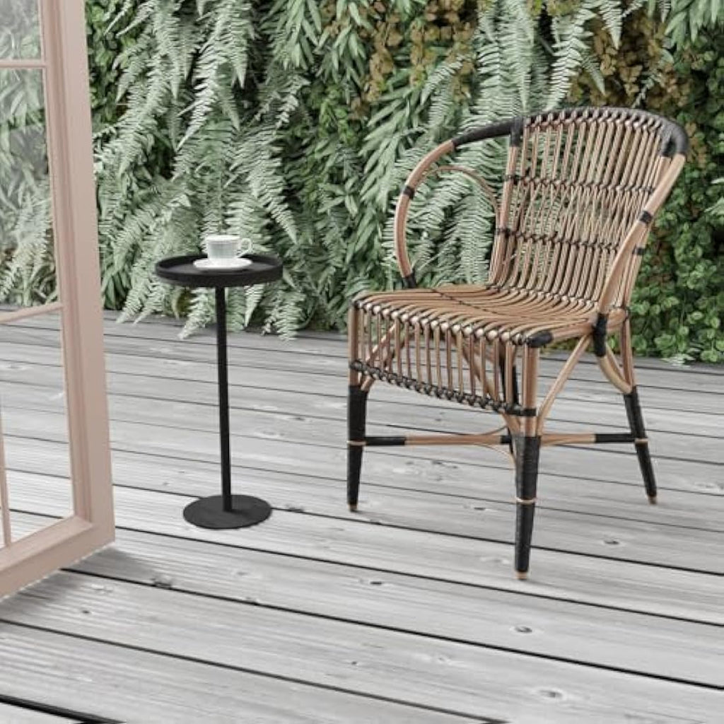 Small Round Drink Table – Modern Metal Pedestal Side Table