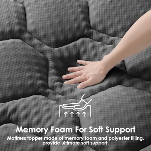 EHEYCIGA King Size Memory Foam Mattress Topper – Cooling Gel Pad