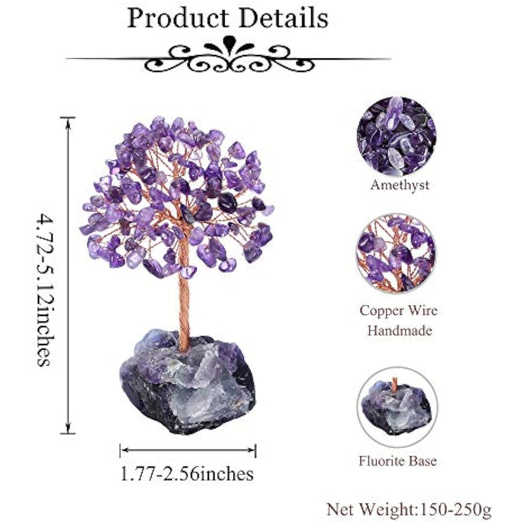 JSDDE Amethyst Crystal Money Tree | Feng Shui Healing Gemstone Decor