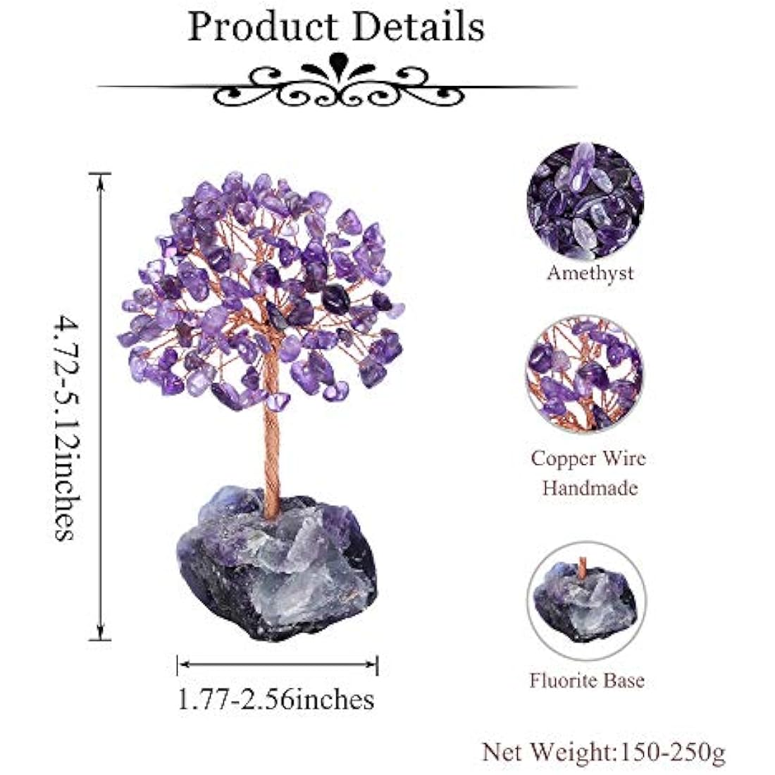 JSDDE Amethyst Crystal Money Tree | Feng Shui Healing Gemstone Decor