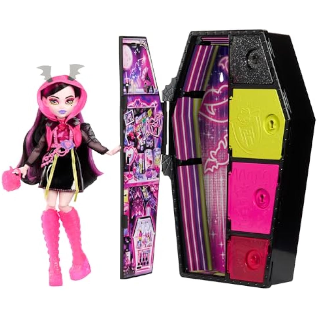 Monster High Draculaura Doll - Skulltimate Secrets Neon Frights Locker Set