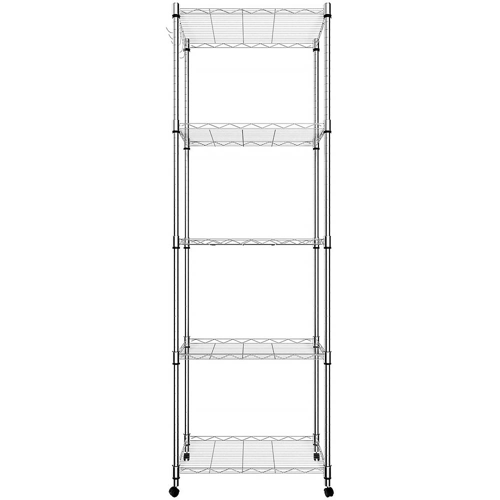 5-Tier Wire Shelving Unit on Wheels | Adjustable Metal Rack