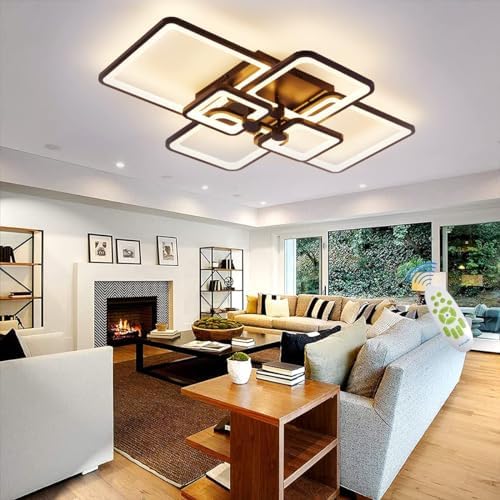 HIHIHOMY Modern LED Ceiling Light – 78W Dimmable Geometric Flush Mount