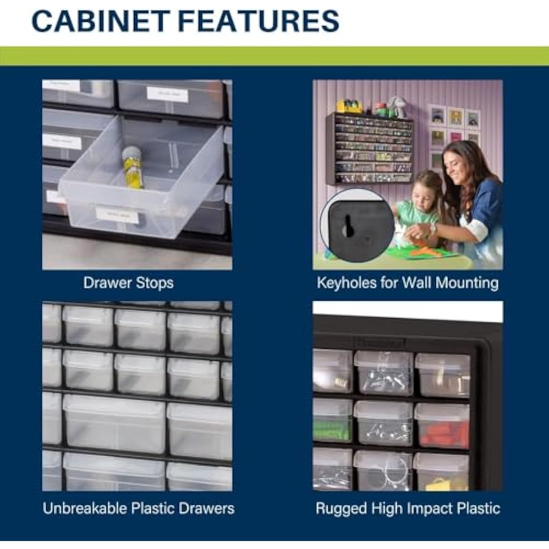 Akro-Mils 44-Drawer Plastic Storage Cabinet – Wall-Mountable Organizer, Red