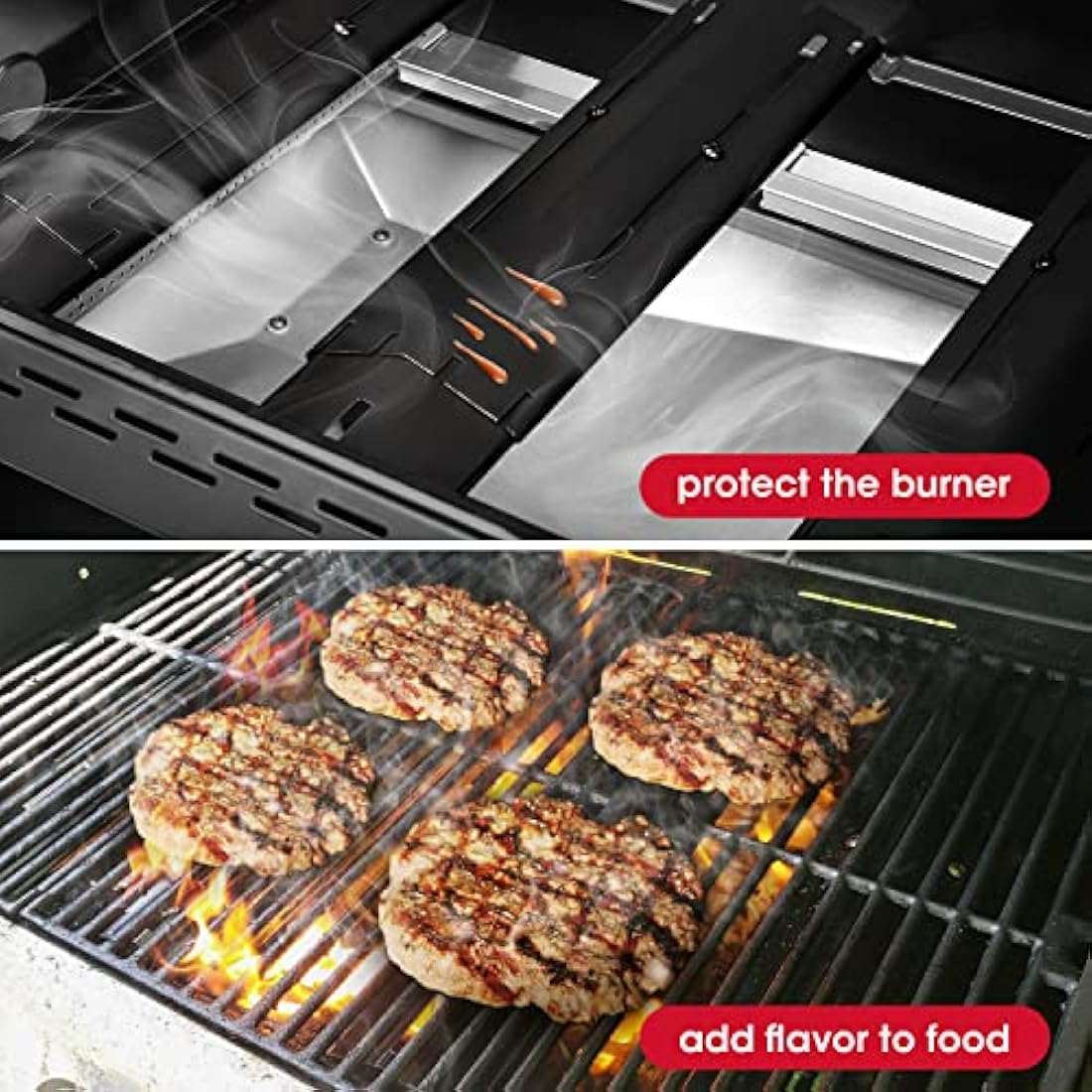 Unicook Adjustable Porcelain Steel BBQ Heat Shield Plates, 4 Pack