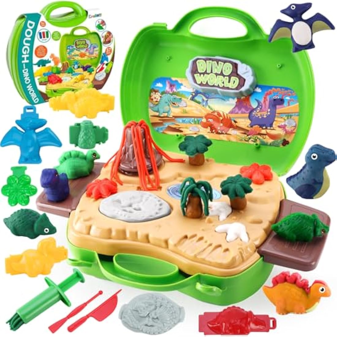 Dear Deer Dinosaur Color Dough Play Set – 26 Pcs Kids Pretend Toy Kit