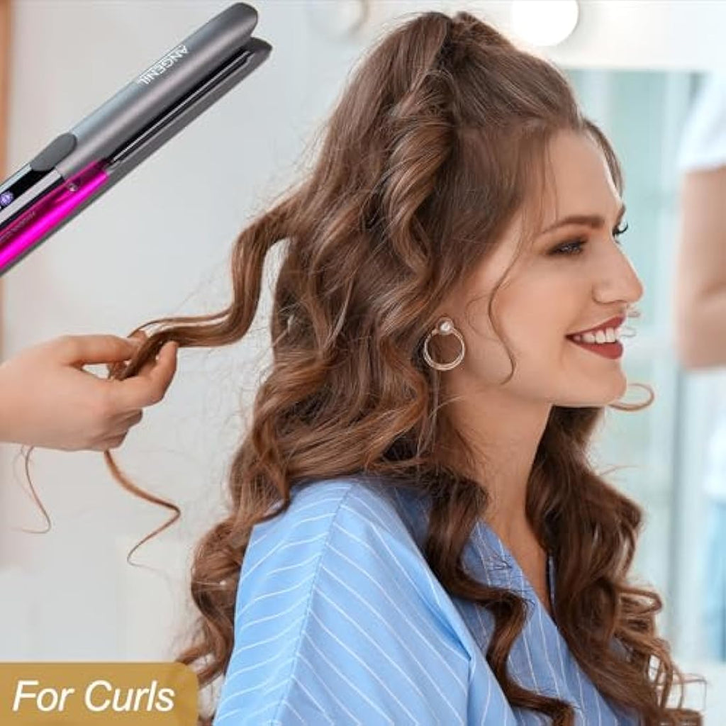 ANGENIL Titanium Hair Straightener | 2-in-1 Flat Iron & Curling Iron