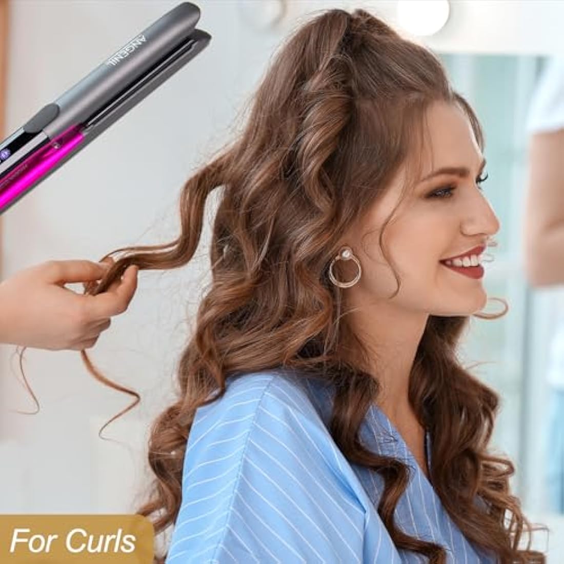 ANGENIL Titanium Hair Straightener | 2-in-1 Flat Iron & Curling Iron