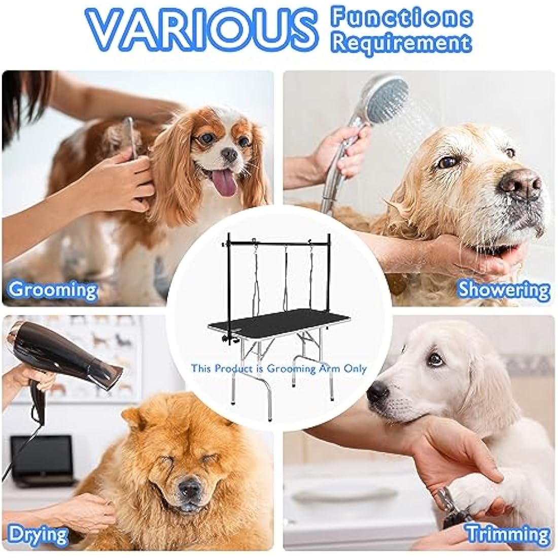 LEIBOU H-Shape Dog Grooming Arm | Heavy Duty Aluminum with 3 Nooses