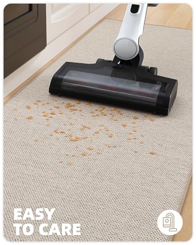 Color&Geometry Woven Runner Rug – Non-Slip Washable Kitchen Mat, Khaki