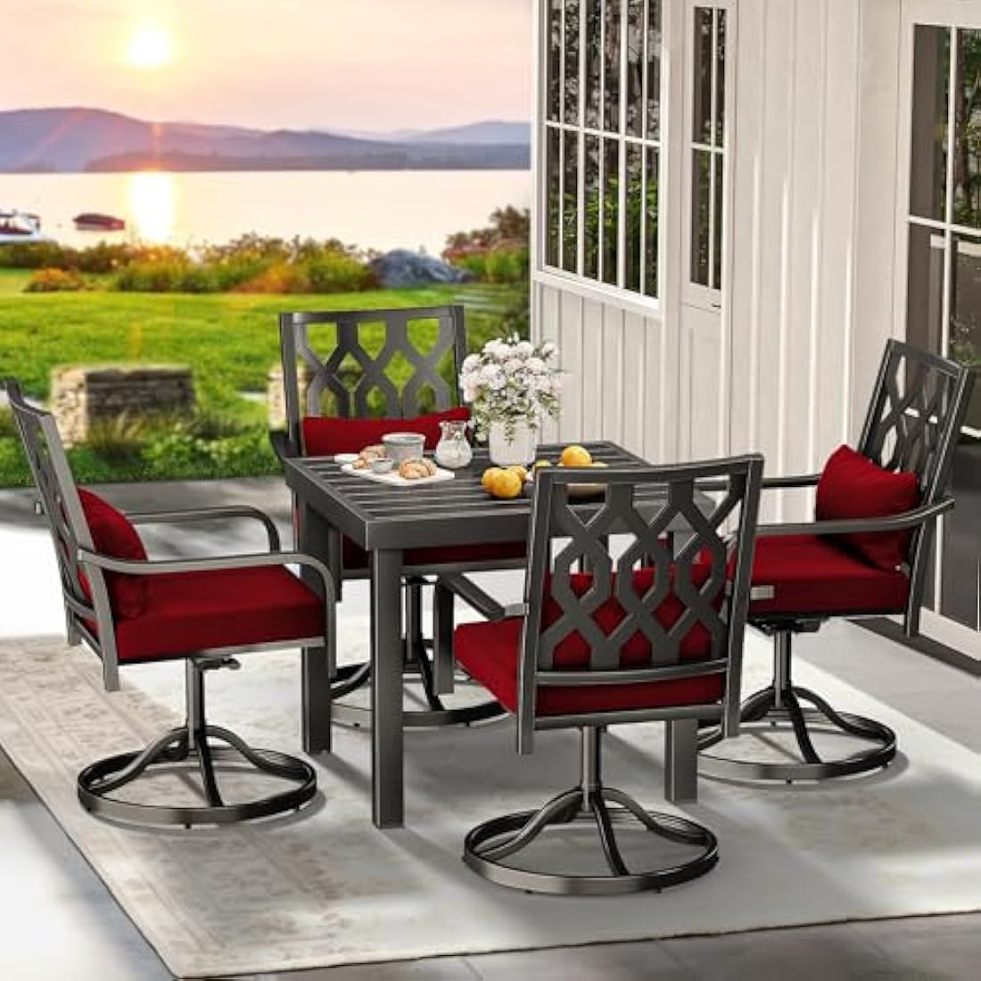 YITAHOME Square Outdoor Dining Table - 78cm WPC Wood Top & Aluminum