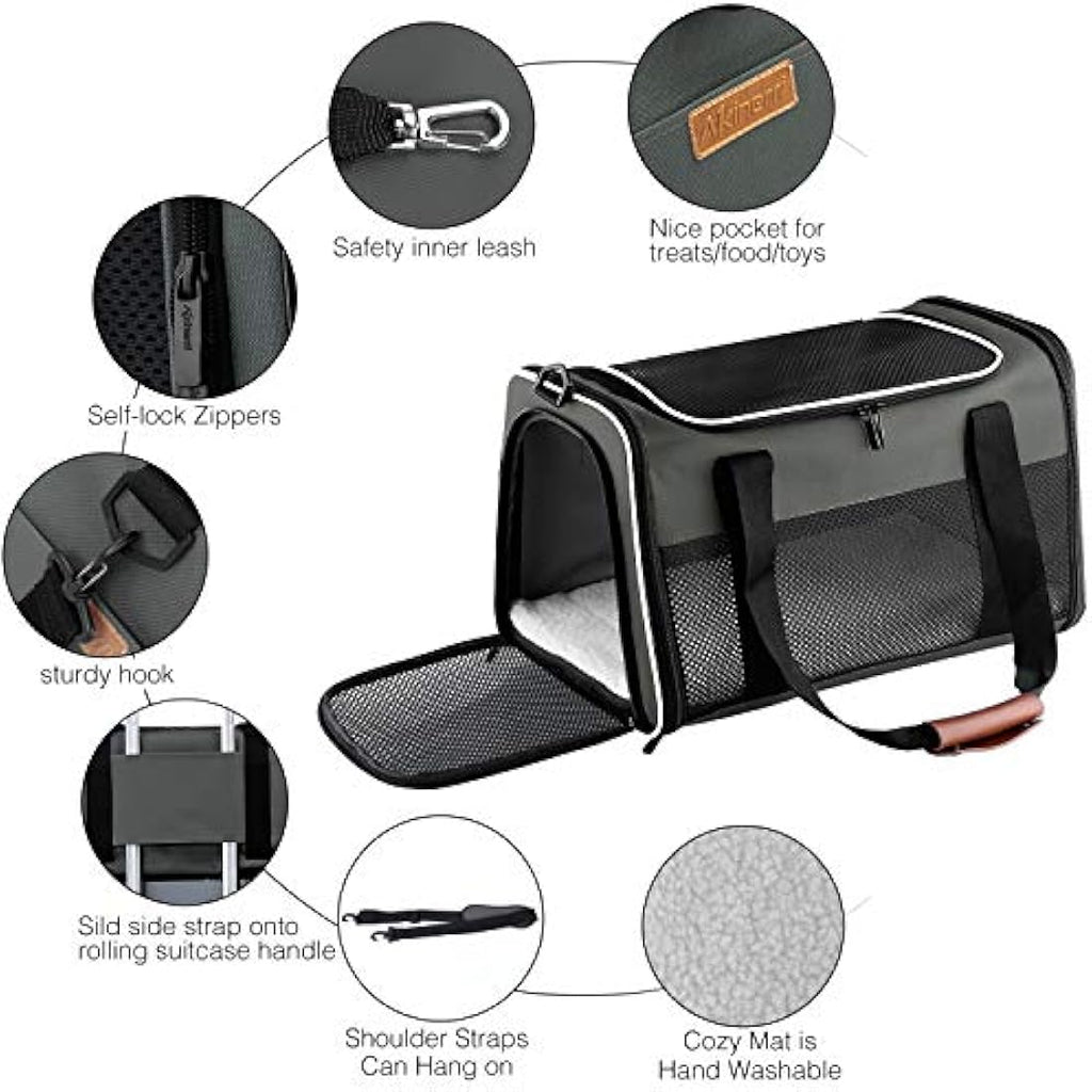 Airline Approved Soft-Sided Collapsible Pet Carrier - Brown
